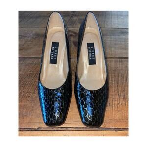 Womens Stuart Weitzman Brown Snakeskin Square Toe Block Heel Shoe Size‎ 8B